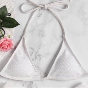 Ribbed White Bikini Top